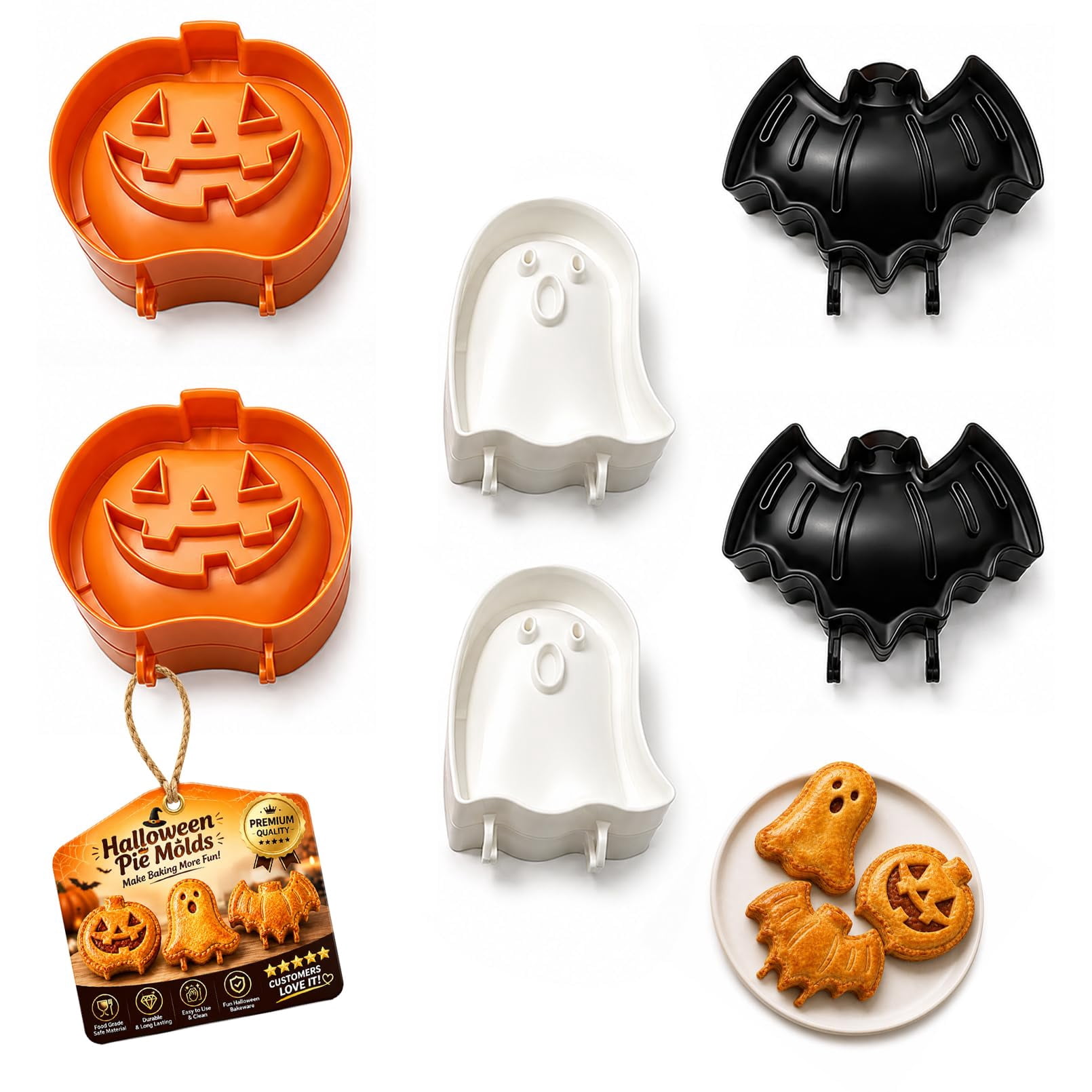 Halloween Mini Hand Pie Mold Set, Halloween Mini Pie Maker, Ghost Bat ...