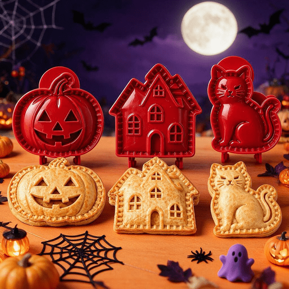 Halloween Mini Hand Pie Molds Set, Fall Themed Baking Supplies, Non-Stick Hand Pie Maker for Desserts,Parties, Potlucks