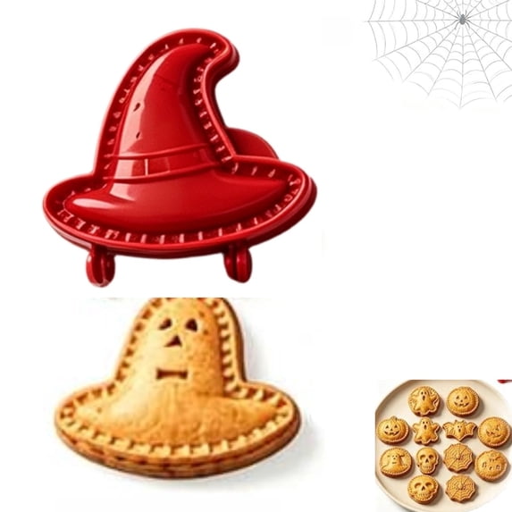 Halloween Mini Hand Pie Molds Set Pastry Cutter and Sealer for Holiday Baking 8 Shapes Food Grade Dough Press Cutter Halloween Baking Supplies Reusable Holiday Mini Pie Molds for Baking,Witch Hat