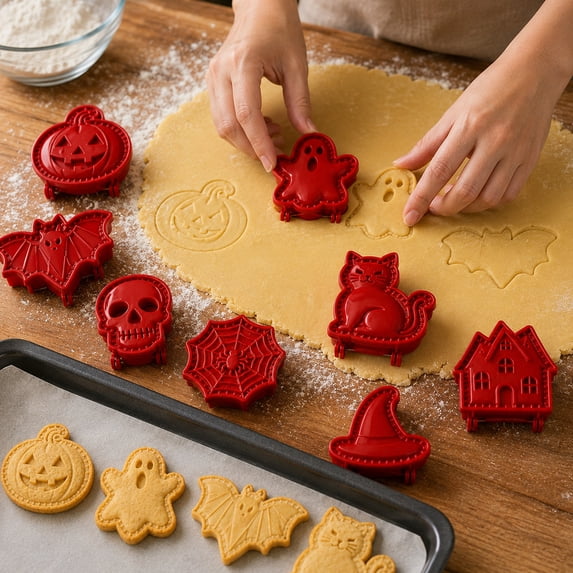 Halloween Mini Hand Pie Molds Set Smiling Skull Dough Press Cutter Reusable Pie Maker Mold for Festive Baking and Holiday Party Snacks