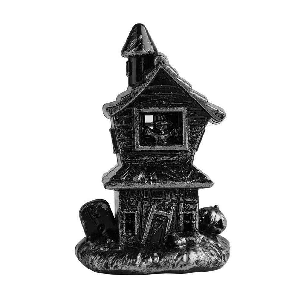 Halloween Mini Haunted House Decoration,Spooky Village Figurine Lighted