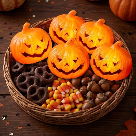 Halloween Mini Jack O Lantern, Battery Operated LED Pumpkin Light for Mantel, Table, Party, Home Decor
