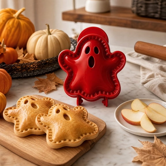 Halloween Mini Pie Maker, 3-in-1 Hinged Hand Pie Press Molds for Cutting Shaping & Sealing, Reusable Pumpkin Ghost Bat Witch Hat Cat House Pastry Molds, Halloween Baking Tools for Homemade Treats