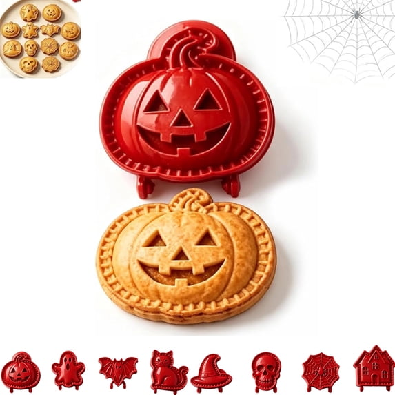 Halloween Mini Pie Molds Set - Non-Stick Hand Pie Maker with Pumpkin Ghost Cat Shapes Festive Baking Mold for Desserts Parties Potlucks,Pumpkin