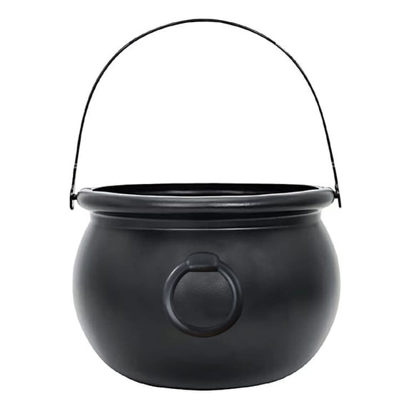 Halloween Mini Plastic Cauldron, Witch Cauldron Pot Black Buckets with Handle for Halloween Trick or Treat Candy, Multi-purposed Small Plastic Cauldron Halloween Pot Candy Holder for Table
