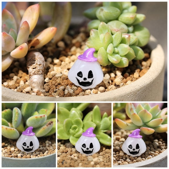 Halloween Mini Pumpkin Ghost, Resin Figurine Set, Colorful Desktop Decor, Cute Translucent Appearance and Durable Polyresin Build for Car Dashboards, Shelves and Party Tables.