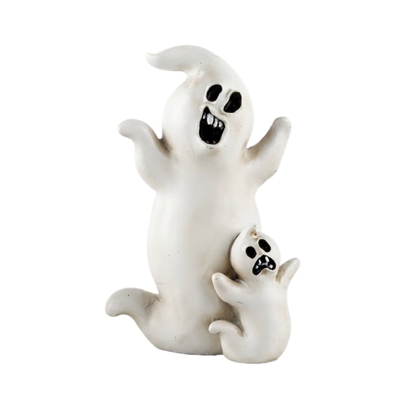 Halloween Mini Resin Figurines Ghost Pumpkin Witch 2.91~3.35 Inch Tabletop Ornament Waterproof Fade Resistantfor Tiered Tray Shelf Coffee Table Fall Party Home Decor Housewarming Gift,White