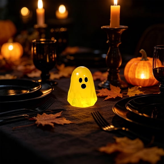 Halloween Mini Resin Ghost Figures Table Decorations, 3PC Luminous Transparent Cute Ghost Miniatures with Glow for Desk Car Terrarium DIY Scatter, Vintage Halloween Decor, Spooky Decor