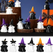 Halloween Mini Resin Ghost Figurines with Hat, Tiny Resin Miniature Ghost Figurines Bulk Small Garden Toys to Hide for DIY Garden Landscape Dollhouse Decor Party Favors Bag Fillers, 1 Set/6 Pcs