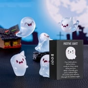 Halloween Mini Resin Ghosts,6Pcs Glow In The Dark Mini Ghost Figures with_Box, Miniature Halloween Ghosts Statue for Home Office Party Halloween Decorations Gifts