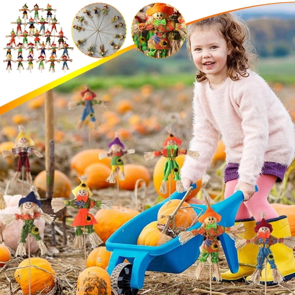 Halloween Mini Scarecrow Decoration For Garden Yard Courtyard Outdoor Ground Plug Prop Random Color 1 Count