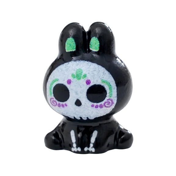 Halloween Mini Sugar Skull Bunny Figurine, Cute Resin Day of the Dead Rabbit Statue, Tiny Desktop Gothic Ornament, Tabletop Shelf Cabinet Halloween Decor, Halloween Gift