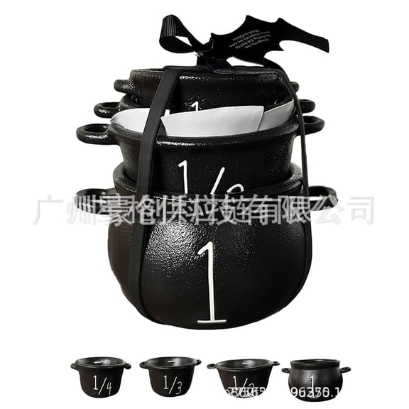 Halloween Mini Witch Cauldron Measuring Cup Set 4 Pcs 1/4 1/3 1/2 1 Cup, Wizard Kitchen Portion Control Food Measuring Cups, Kitchen Aid Baking Tool, Kitchen Accessories