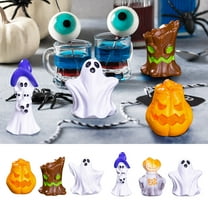 Halloween Miniature Figurines Decor, Mini Plastic Pumpkin Cute Witch Ghost Bats Statue Ornaments Micro Moss Landscape Decoration Garden Dollhouse DIY Crafts