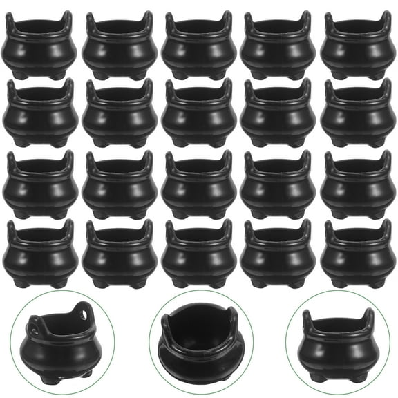 Halloween Miniature Kit, 24pcs Plastic Mini Cauldron Witch Pot Micro Landscape Doll House Decoration