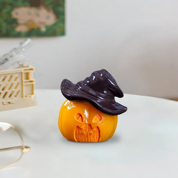 Halloween Miniature Pumpkin Figurine,Witch Figurine,Castle Figurine,Halloween Resin Crafts Ornament Statue for Indoor Haunted House Party Decoration and Spooky Celebration