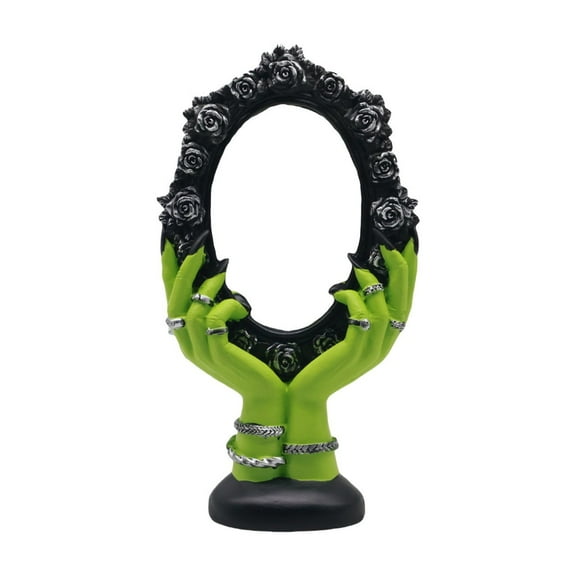 Halloween Mirror Ghost Decoration – Gothic Resin Magic Mirror with Distorted Reflection, Spooky Haunted House Ornament for Party or Home Décor