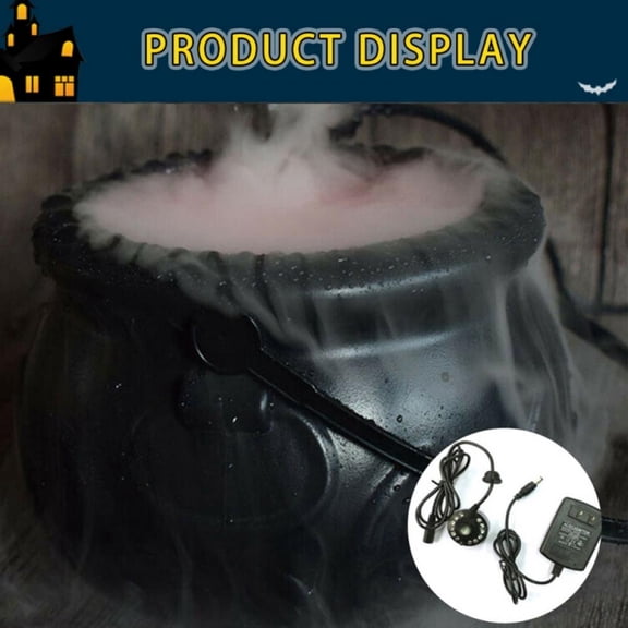 Halloween Mist Maker Fogger,Witch Cauldron Fog Maker Water Fountain Pond Fog Machine with 12 Color Changing LED Light, Halloween Party Gift Decoration, 5.5 " x 4.1"