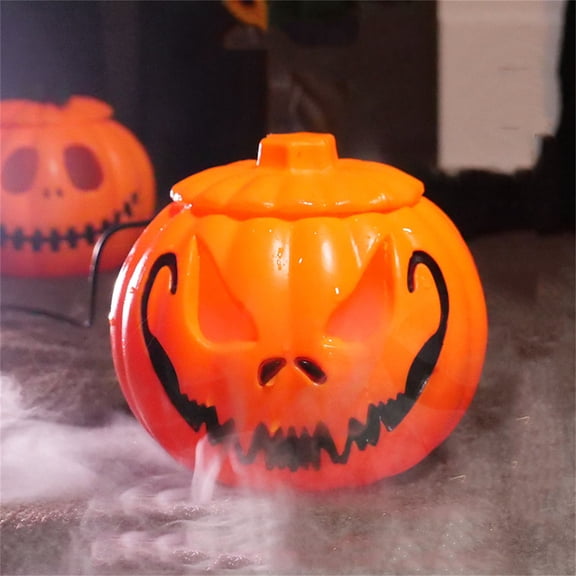 Halloween Misting Pumpkin Jack O Lanterns with Lights,Creepy Ghost Pumpkin with Mist Maker Fogger Table Decor,Spooky Glowing Pumpkins Halloween Autumn Fireplace Mantle Home Party Decor