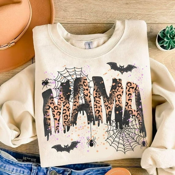 Halloween Mom T-shirt, Mama Leopard Halloween Shirt, Spooky Season Design, Funny Halloween Mama Shirt, Gift for Mom Halloween Shirt TH050603