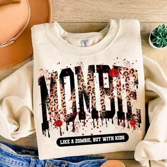 Halloween Mombie Sweatshirt, Funny Spooky Season Mama Crewneck, Leopard Halloween Gift for Mom Sweater