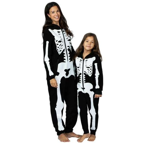 Halloween Mommy & Me Onesie Pajama Costume, Skeleton (Girls), Size: 4, Prestigez