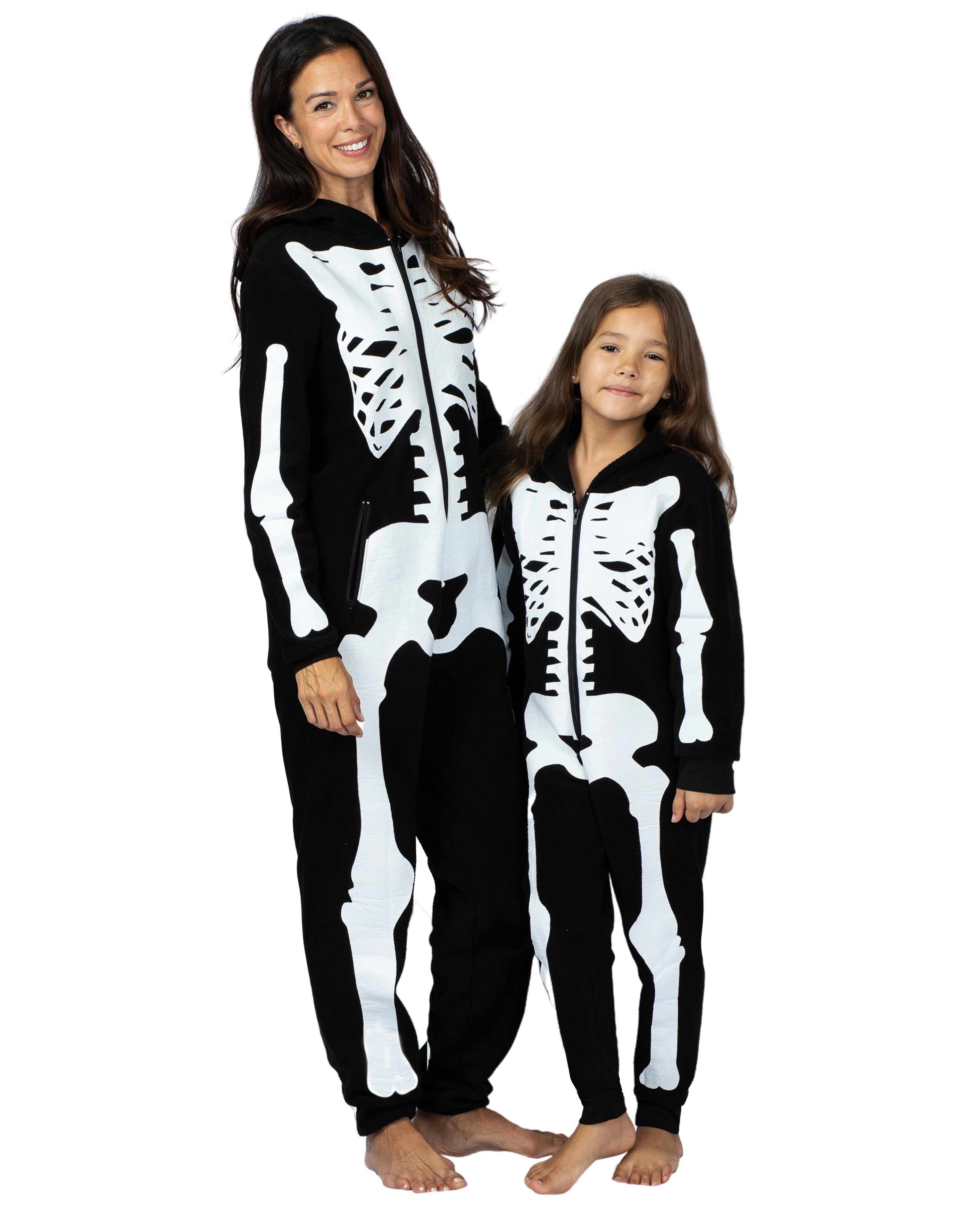 Ulikey Halloween Skelett Kostüm Damen, Halloween Skelett Onesie Overall