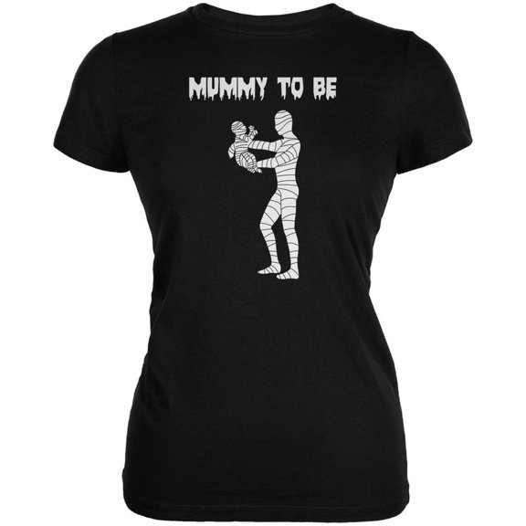Halloween Mommy Mummy To Be Black Juniors Soft T-Shirt - Small