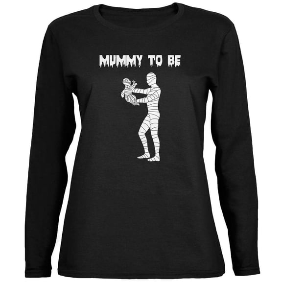 Halloween Mommy Mummy To Be Black Womens Long Sleeve T-Shirt - Medium