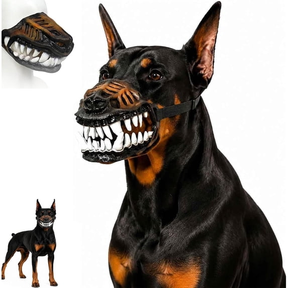 Halloween Monster Dog Muzzle with Teeth, Scary Muzzle for Dogs with Adjustable Straps, Dog Muzzle for Small Medium Large Dogs, Cosplay Party Costume