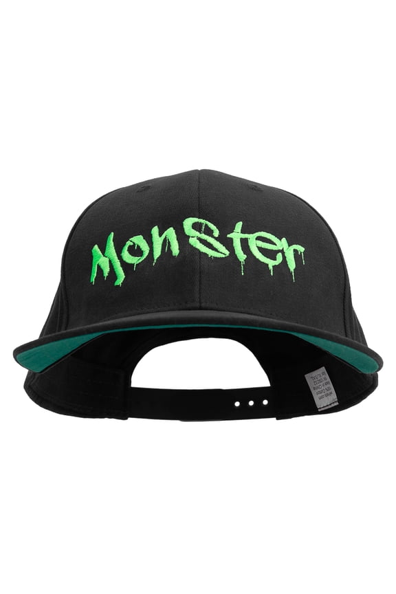 Halloween Monster Embroidered Brushed Cotton Twill High Profile Extra Size Cap - Black XL-3XL