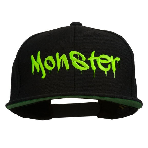 Halloween Monster Embroidered Snapback Cap - Black OSFM