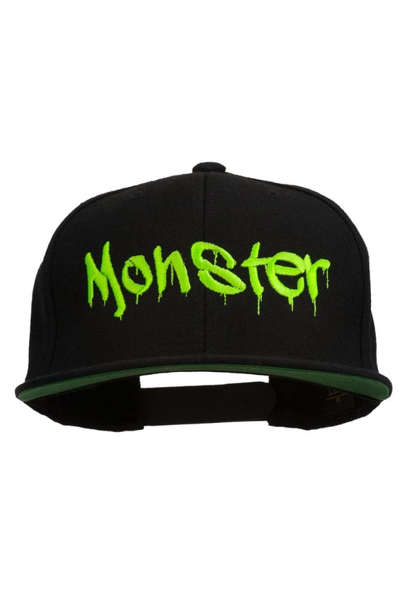 Halloween Monster Embroidered Snapback Cap - Black OSFM