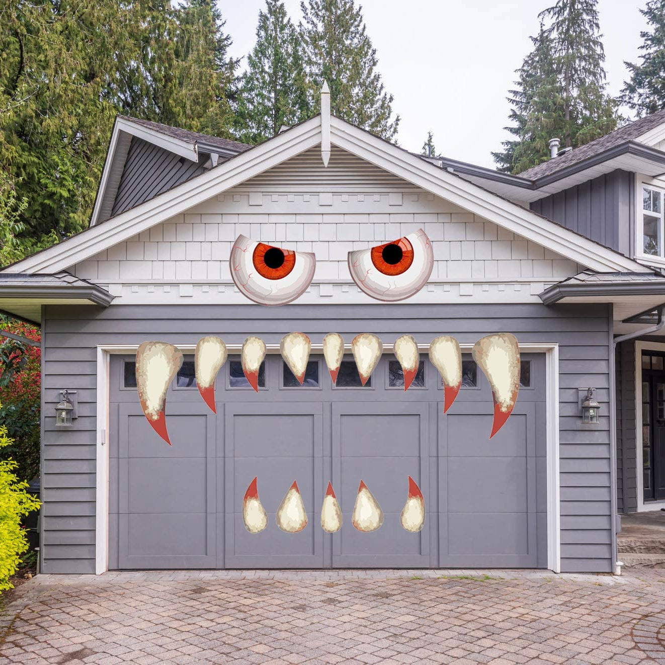 Halloween Monster Face Decorations Outdoor, Large Eyes Fangs Halloween