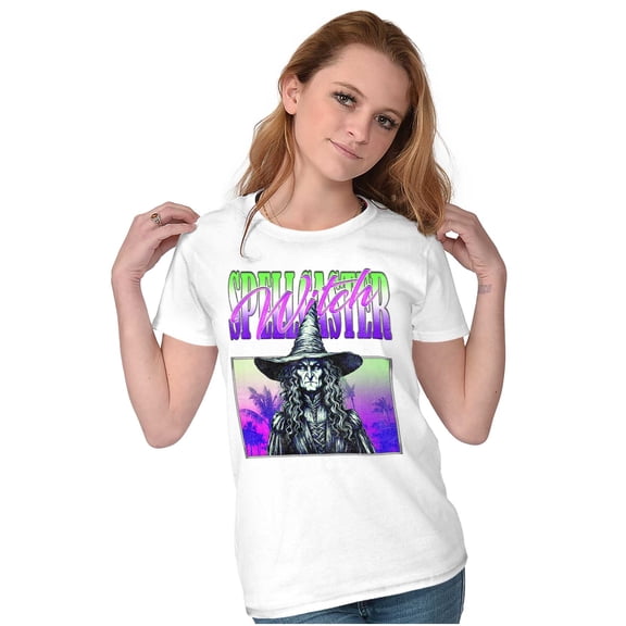 Halloween Monster Spell Caster Witch Womens Slim Fit Graphic Tee Brisco Brands M