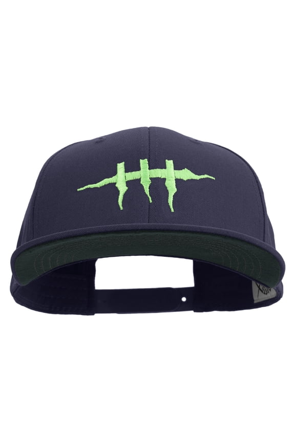 Halloween Monster Stitches Embroidered Big Size 6 Panels Flat Bill Snapback - Navy OSFM