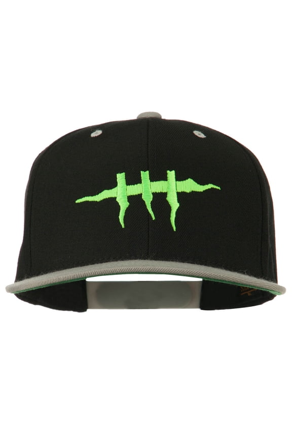 Halloween Monster Stitches Embroidered Snapback Cap - Black Silver OSFM