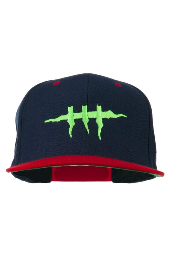 Halloween Monster Stitches Embroidered Snapback Cap - Navy Red OSFM