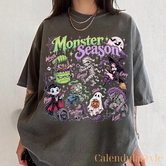 Halloween Monsters Shirt, Monster Mash Party, Retro Halloween Ghoul, Spooky Season Monster, Dracula Mumm Tees