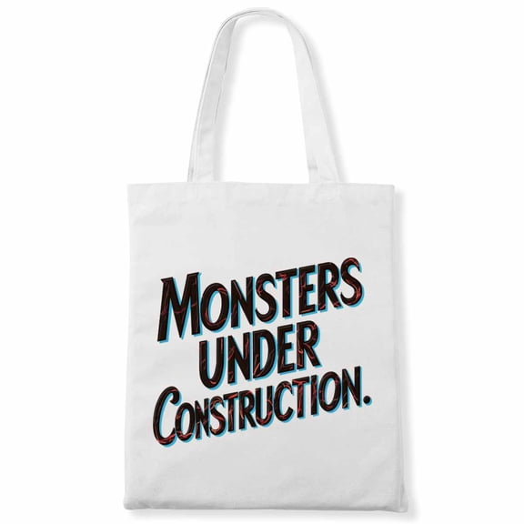 Halloween Monsters under construction. Rainbow Funny Costume Women Canvas Bag 1Pc