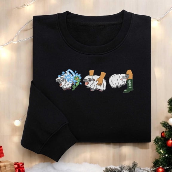Halloween Moo Deng Funny Hippo Embroidered Sweatshirt