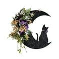 thumbnail image 1 of Halloween Moon Cat Wreath-12In Rattan Rings Kittens Atmosphere Decorations Halloween Wreath DIY Artificial Flowers Moon Cat Shape Festival Twigs, 1 of 8