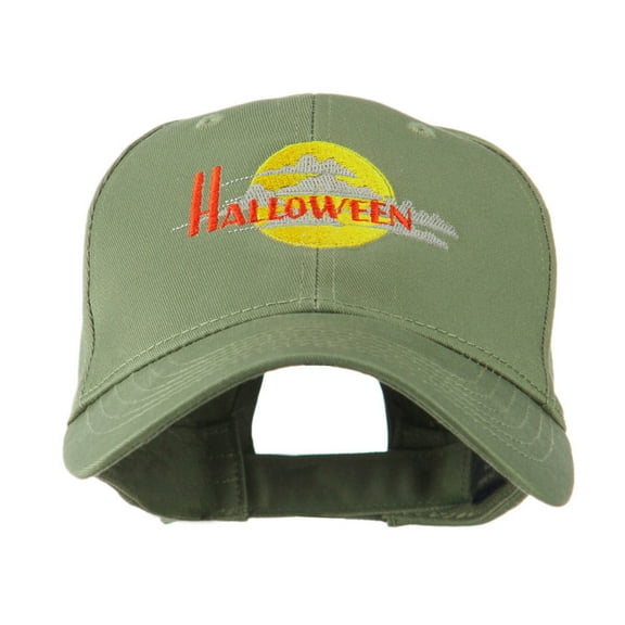 Halloween Moon Embroidered Cap - Olive OSFM