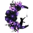 thumbnail image 1 of Halloween Moon Wreaths for Front Door, Black Cat on Moon Wreath Halloween Decor, Spooky Halloween Decorations Crescent Moon Wreath for Home Party Window Wall Indoor Outdoor, 1 of 7