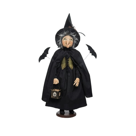 Halloween Morgana Witch On Stand Folk Art Doll Figurine Joe Spencer Gathered Traditions Collectible
