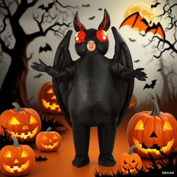 Halloween Moth Inflatable Costume Horror Fun Inflatable Costume Party Party Fun Dress Up Novelty Inflatable Costume,Height 59"74.8",Bat