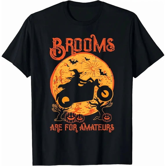 Halloween Motorcycle Brooms Amateur Biker Costume Women Men T-Shirt