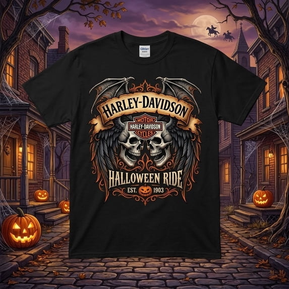 Halloween Motorcycle Graphic Design T-Shirt - Walmart.com