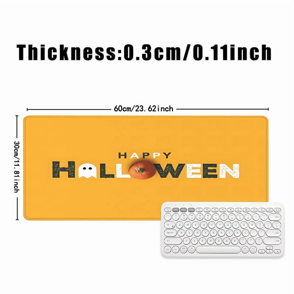 Halloween Mouse Pad 31.5 x 11.82 Inches with Pumpkin and Ghost Design, Rubber Desk Mat for Office and Home Use