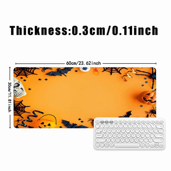 Halloween Mouse Pad 31.5 x 11.82 Inches with Spiders, Bats, Pumpkins and Web Design for Office and Home Use